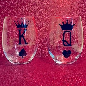 King & Queen Stemless Wine glass Set